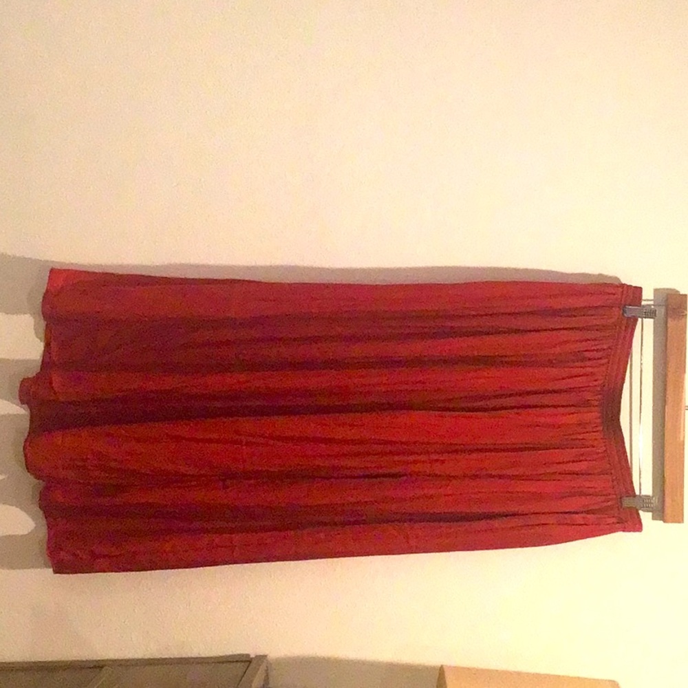 Red Maxi J. Crew silk skirt